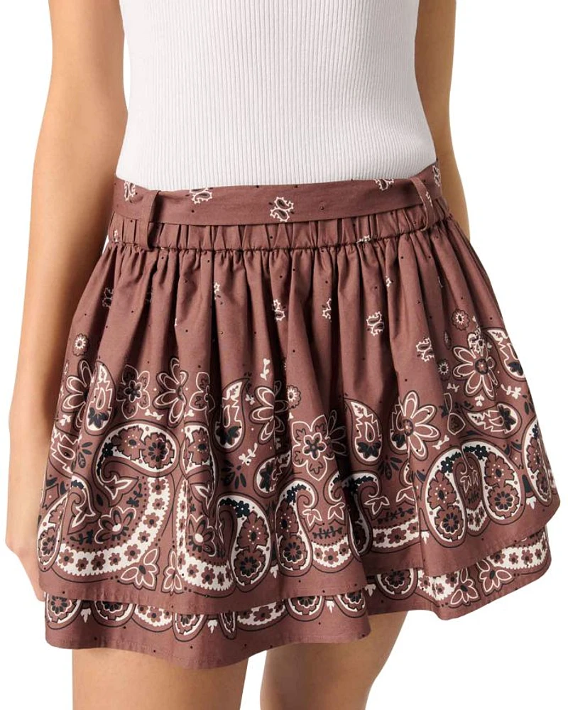 Printed Mini Skirt with Rhinestones