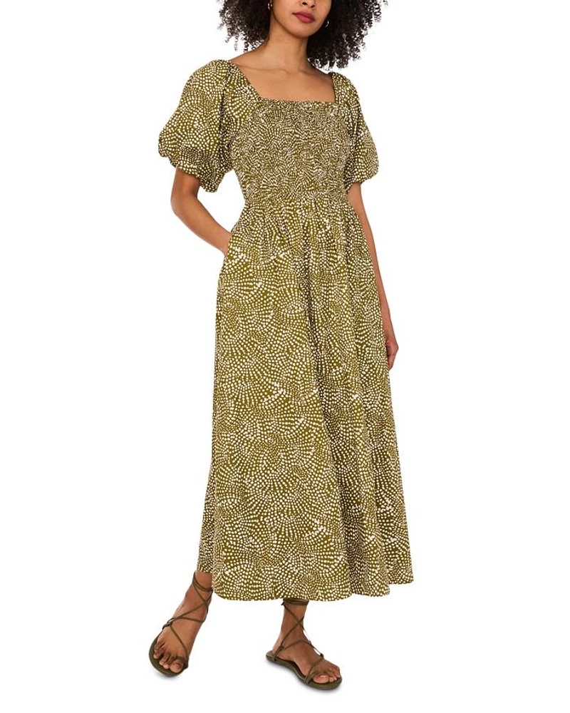 Puffed Sleeve Midi Dress