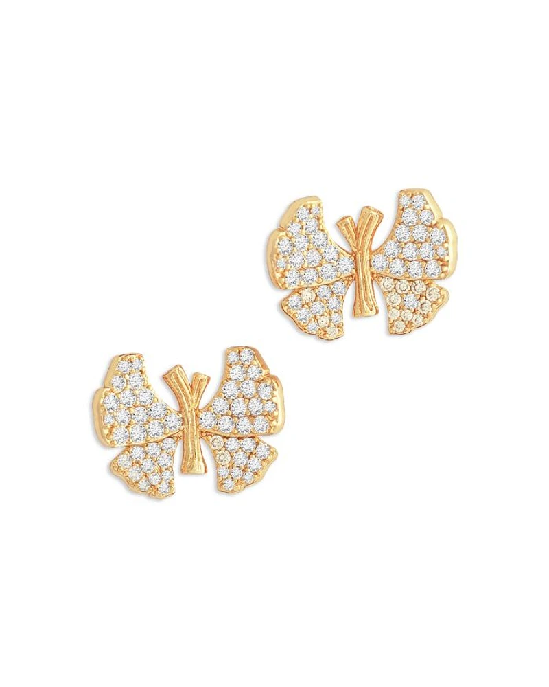 Pavé Butterfly Stud Earrings in 18K Gold Plated