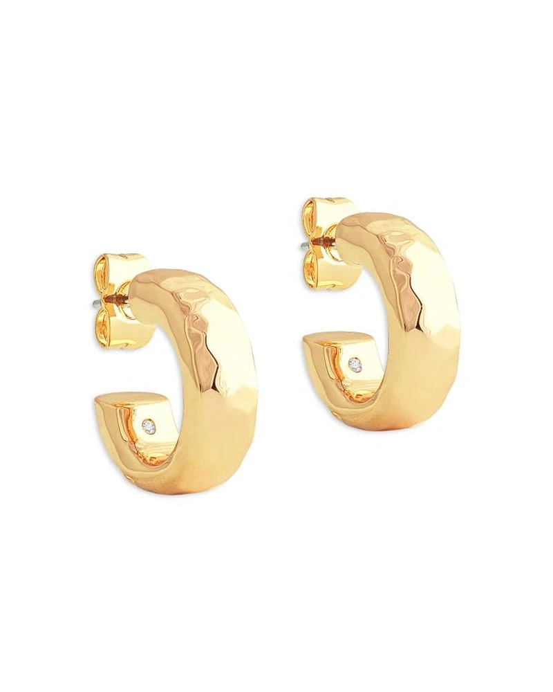 Farrier 18K Yellow Gold Plated Huggie Hoops, 0.7" diameter
