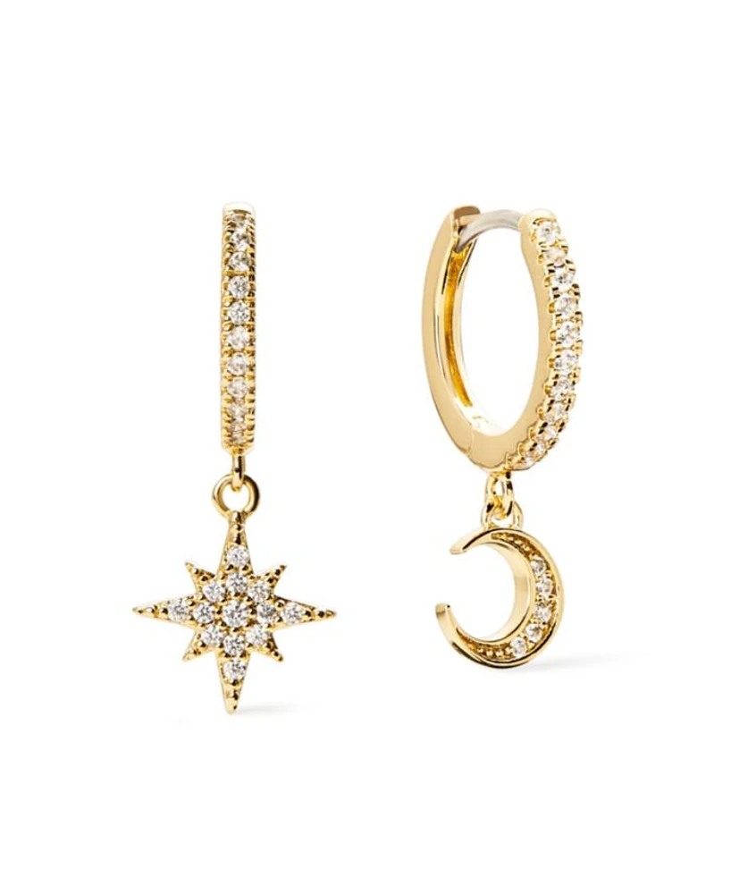 Celeste Crescent Moon Huggie Hoops Earrings