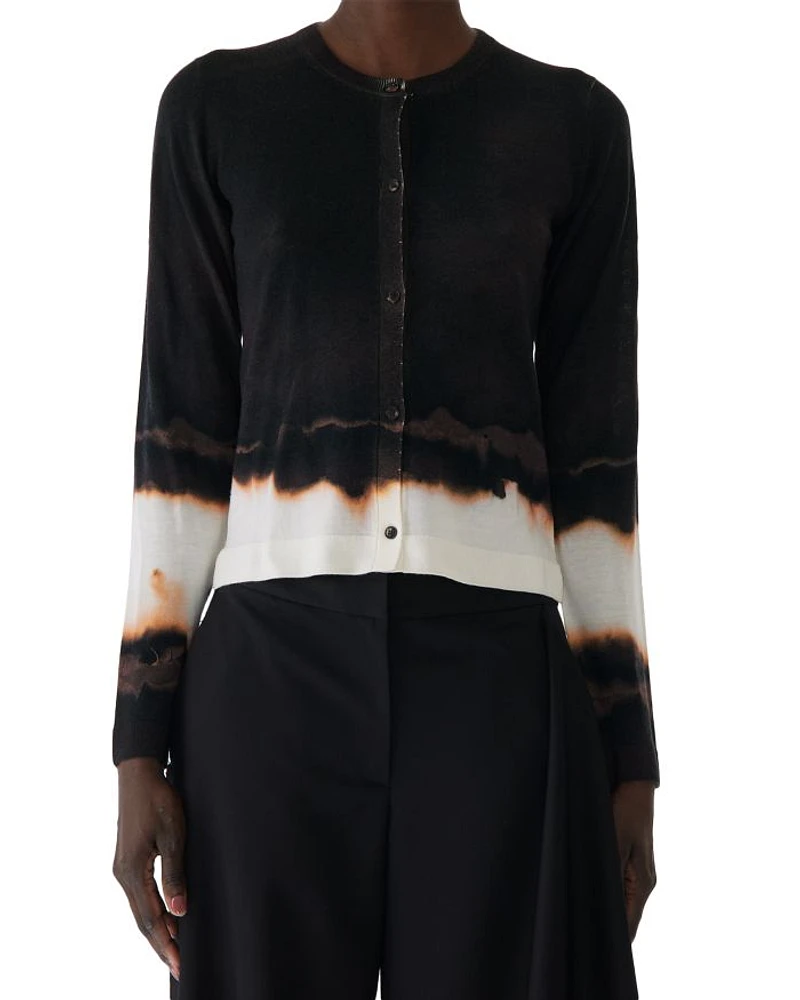 Burned Stripe Wool Cardigan