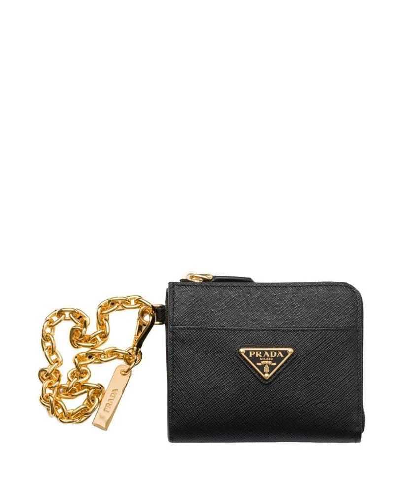 Small Saffiano Leather Zipper Wallet
