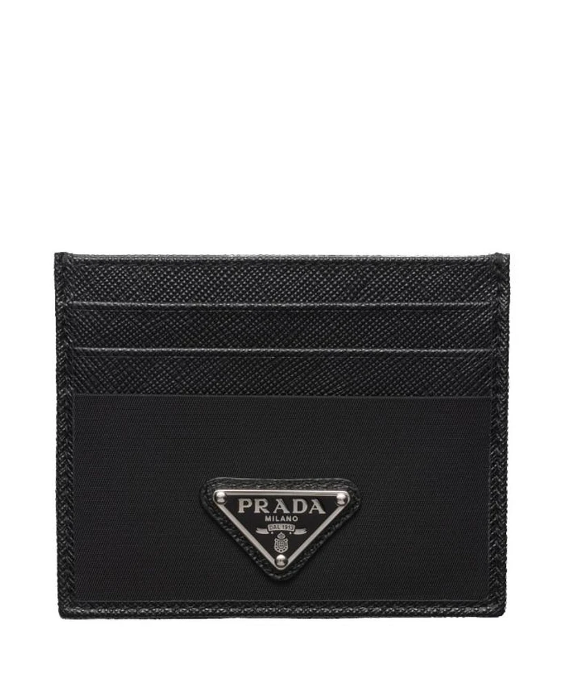 Re-Nylon and Saffiano Leather Card Holder
