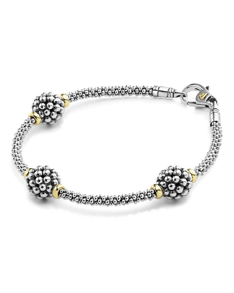 Sterling Silver Bracelet with Caviar Stations