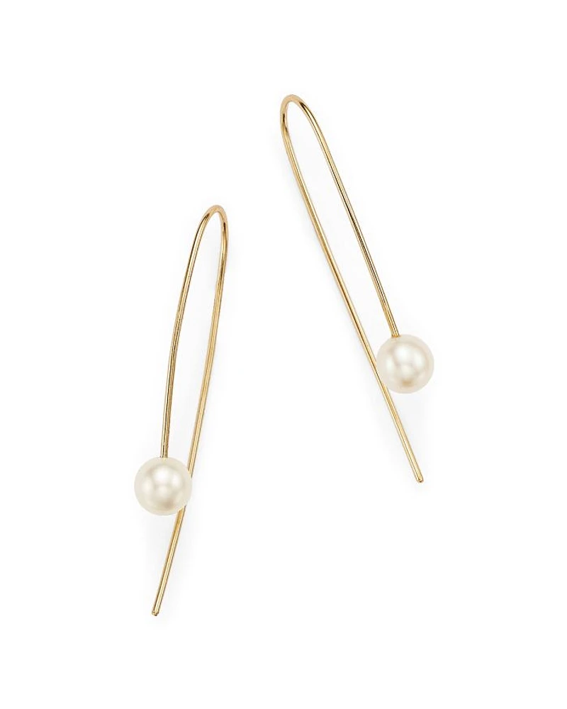 14K Yellow Gold Wire Earrings with Cultured Freshwater Pearls