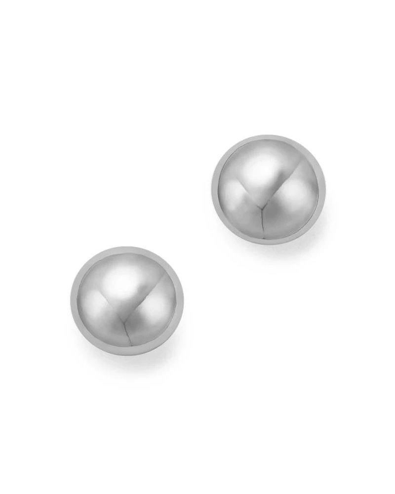 14K White Gold Flat Ball Stud Earrings