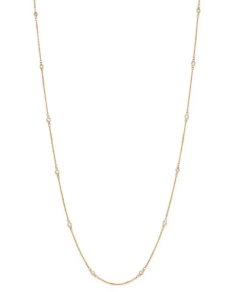 Diamond Station Necklace in 14K Yellow Gold, .30 tcw