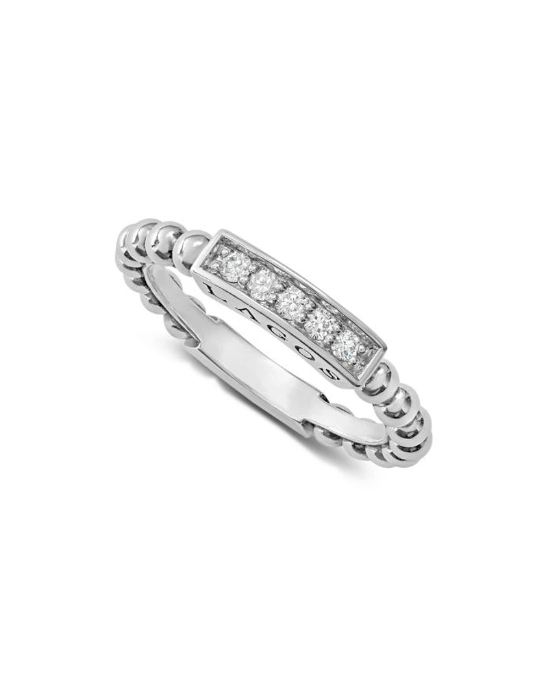 Sterling Silver Caviar Spark Diamond Stacking Ring