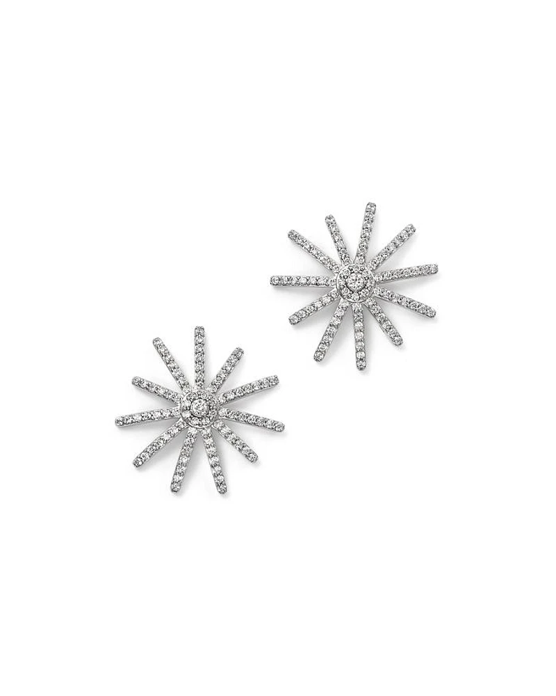 Diamond Starburst Statement Earrings in 14K White Gold, 0.50 tcw