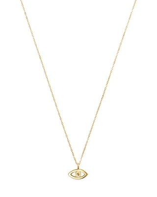 14K Yellow Gold Evil Eye Pendant Necklace, 16"