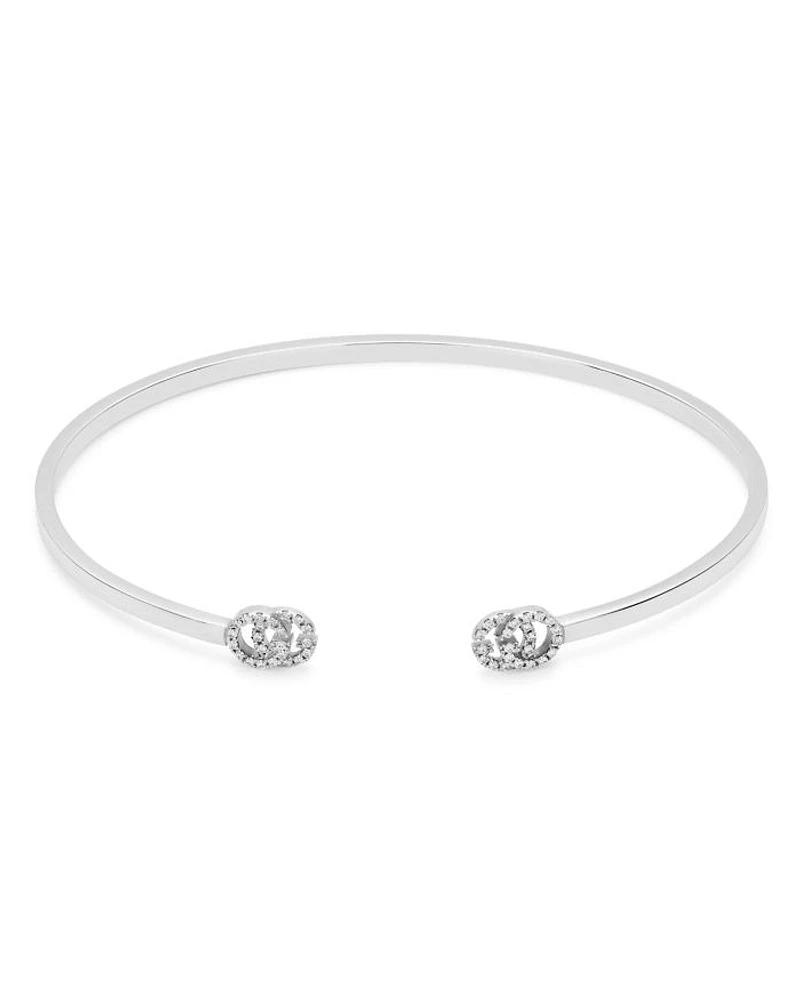 18K White Gold GG Running Diamond Cuff Bracelet