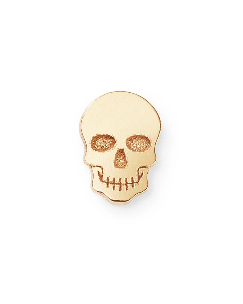14K Yellow Gold Single Itty Bitty Skull Stud Earring