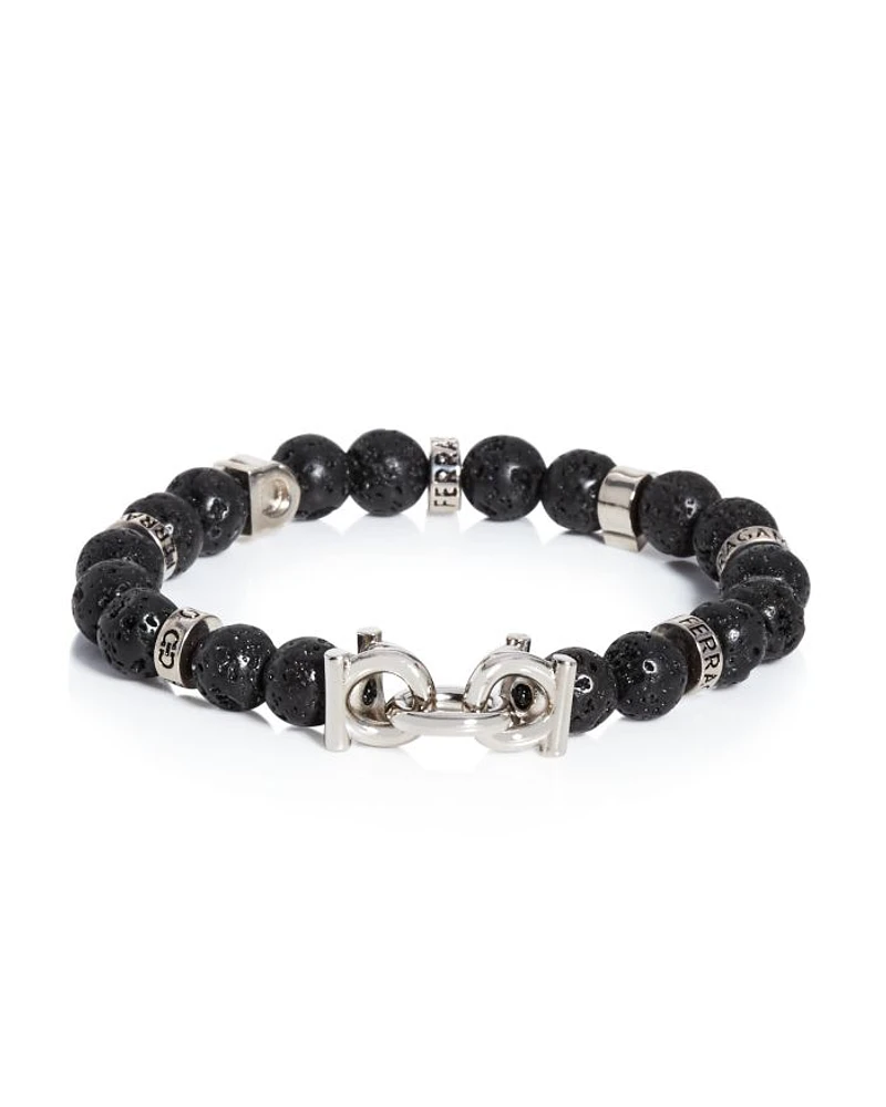 Men's Gancini Lava Beads Bracelet