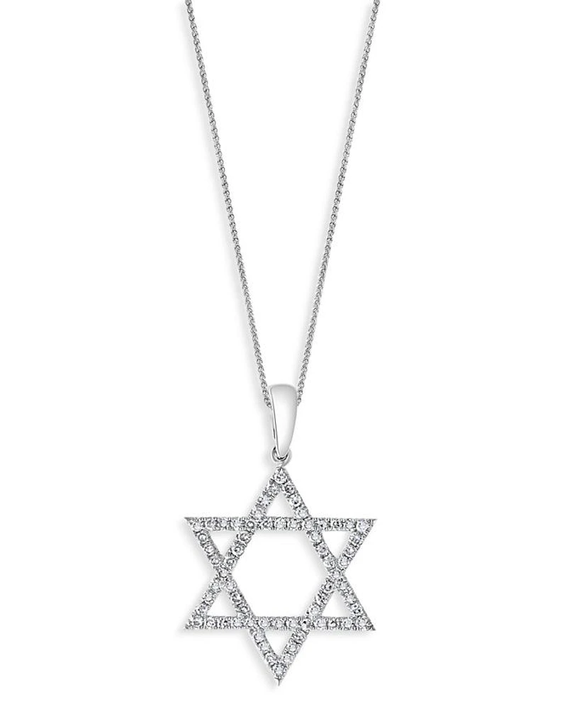 Diamond Star of David Pendant Necklace in 14K White Gold