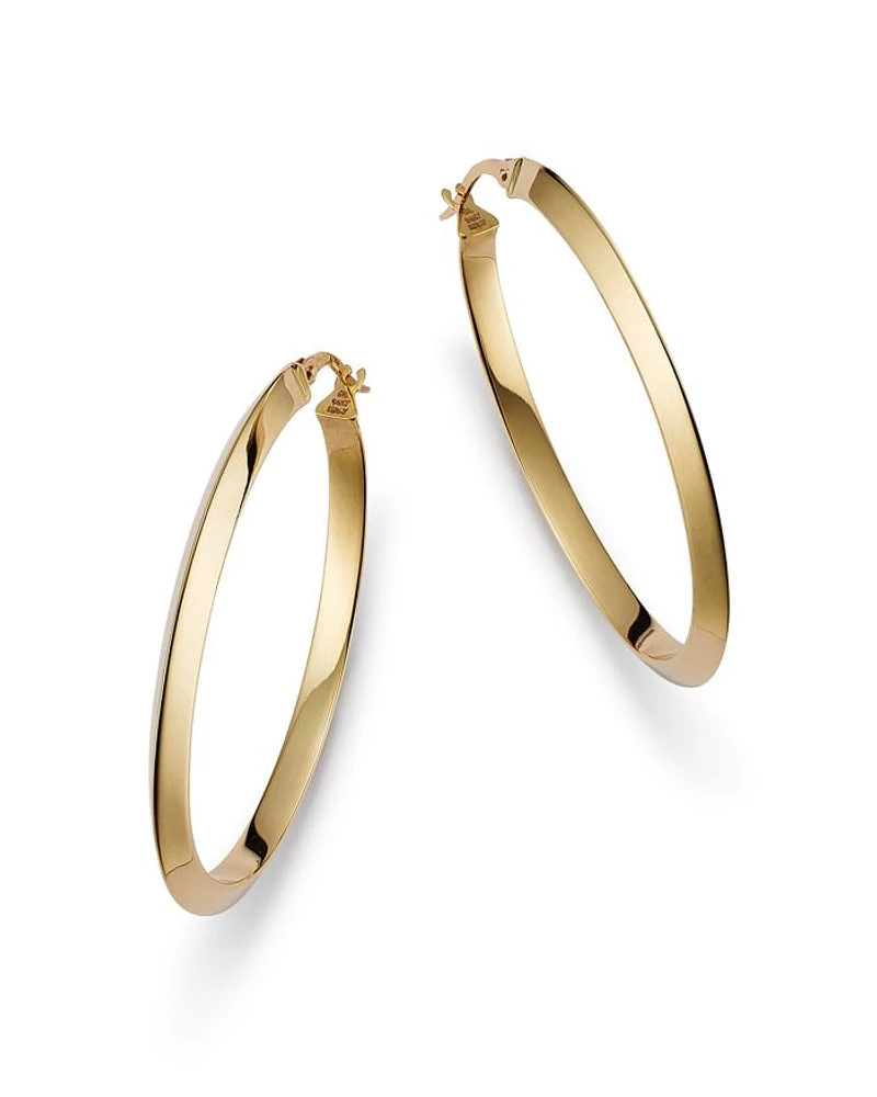 14K Yellow Gold Beveled Hoop Earrings - Exclusive