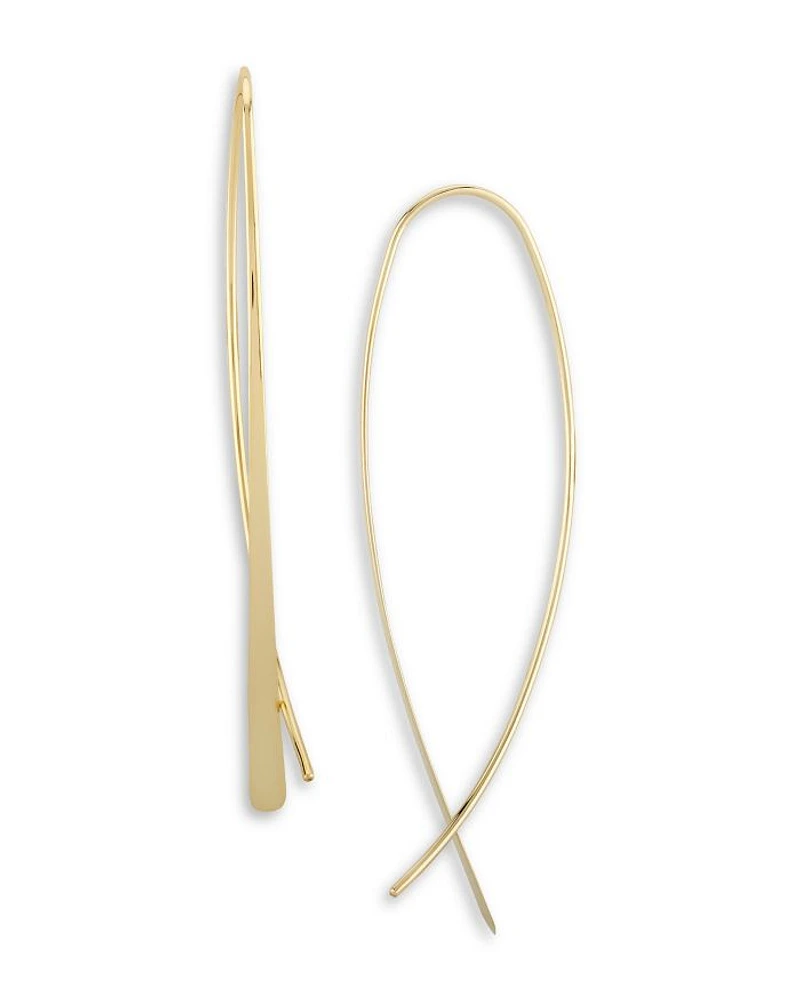14K Yellow Gold Tapered Teardrop Threader Earrings