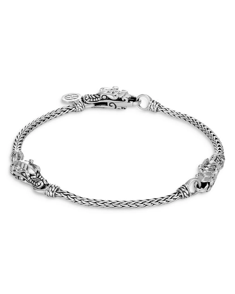 Sterling Silver Legends Naga Dragon Station Link Bracelet