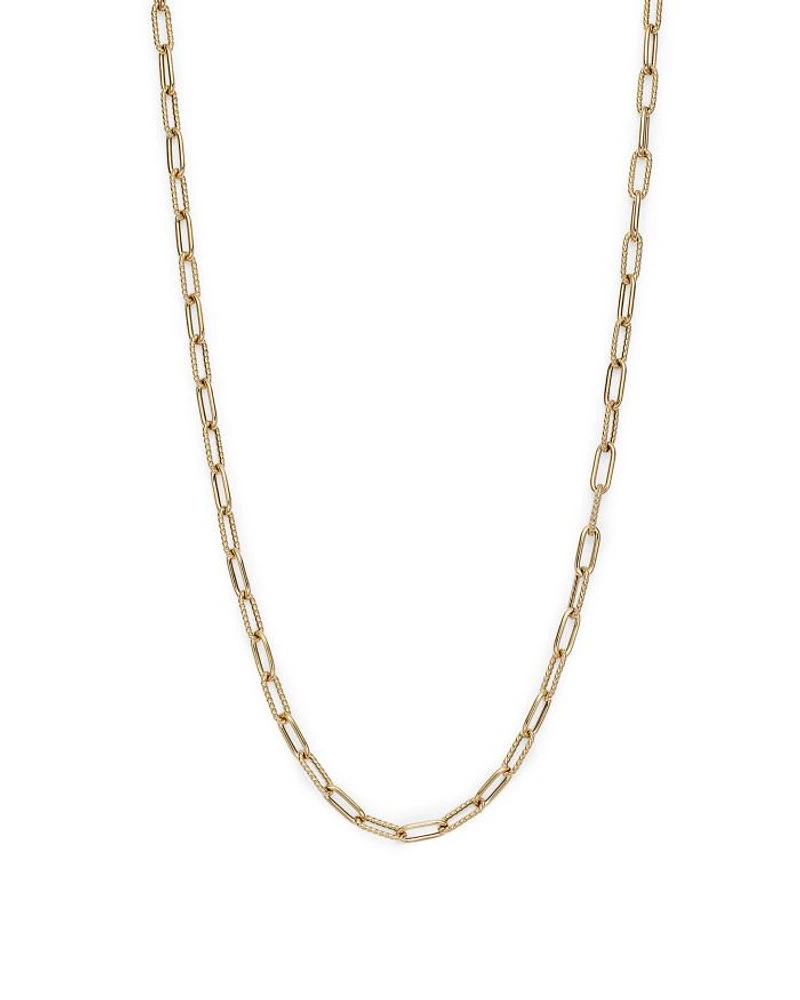 18K Yellow Gold Textured Link Chain Necklace