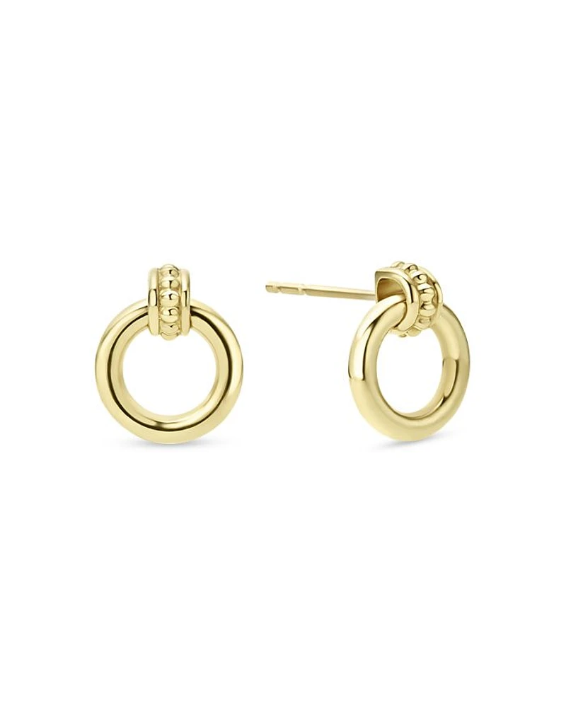 Meridian 18K Yellow Gold Caviar Polished Circle Drop Earrings