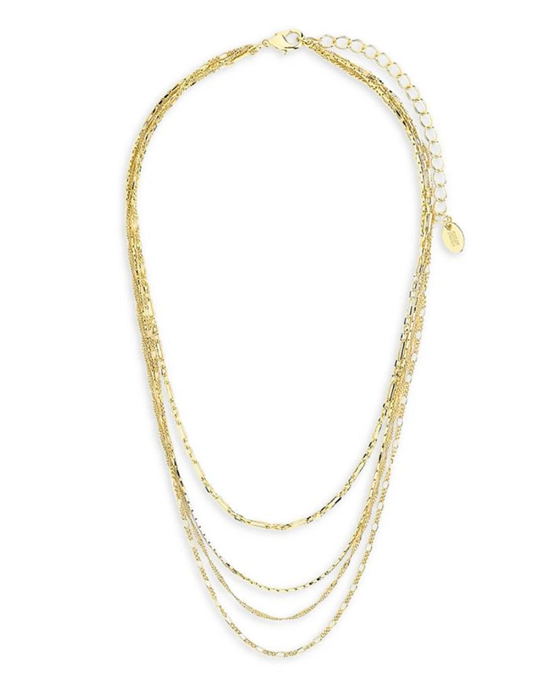 Multi Chain Layered Necklace, 19"