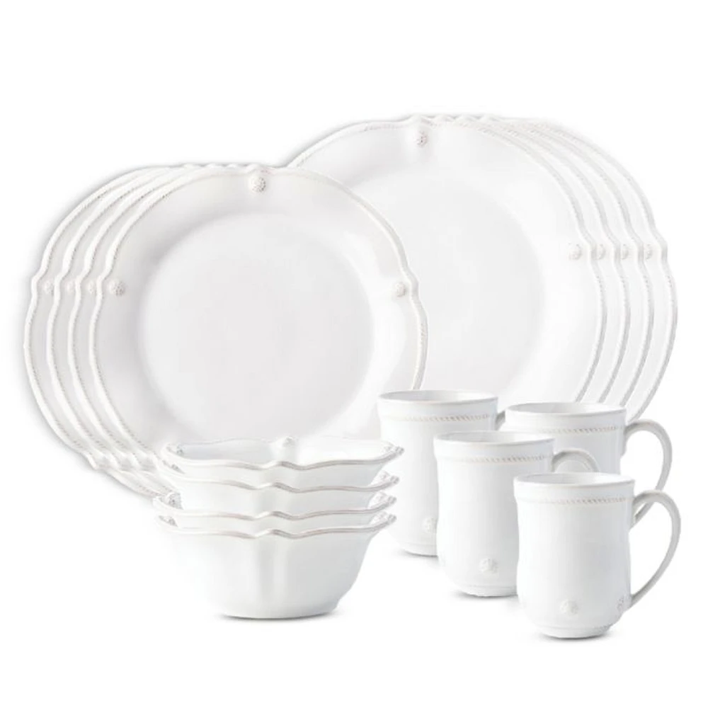 Berry & Thread Whitewash 16 Piece Dinnerware Set, Service for 4