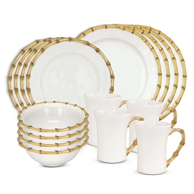 Bamboo 16 Piece Dinnerware Set, Service for 4