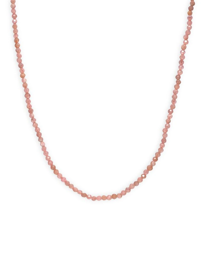 14K Yellow Gold Pink Rhodochrosite Collar Necklace, 14-16"