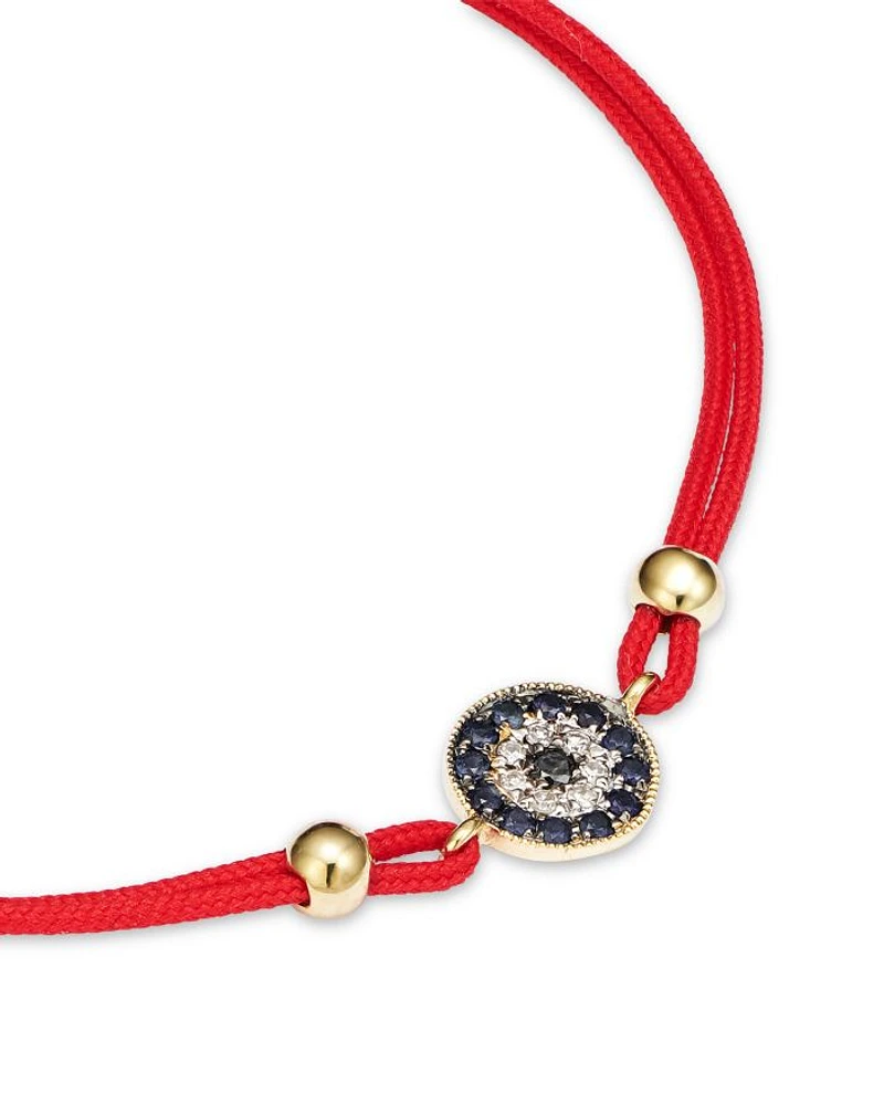 Diamond, Blue Sapphire And 14K Yellow Gold Evil Eye Bracelet