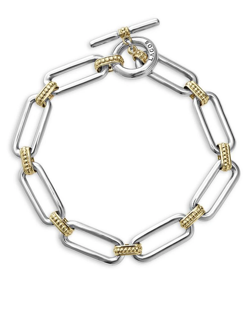 18K Yellow & Sterling Silver Signature Caviar Large Link Toggle Bracelets