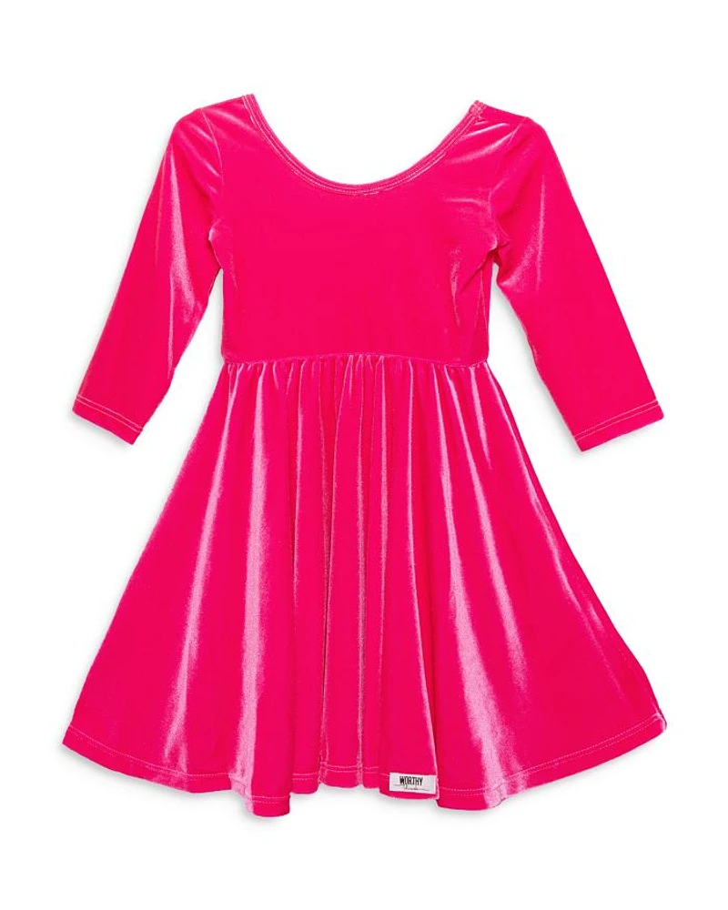 Girls' Stretch Velvet Twirly Dress - Little Kid, Big Kid