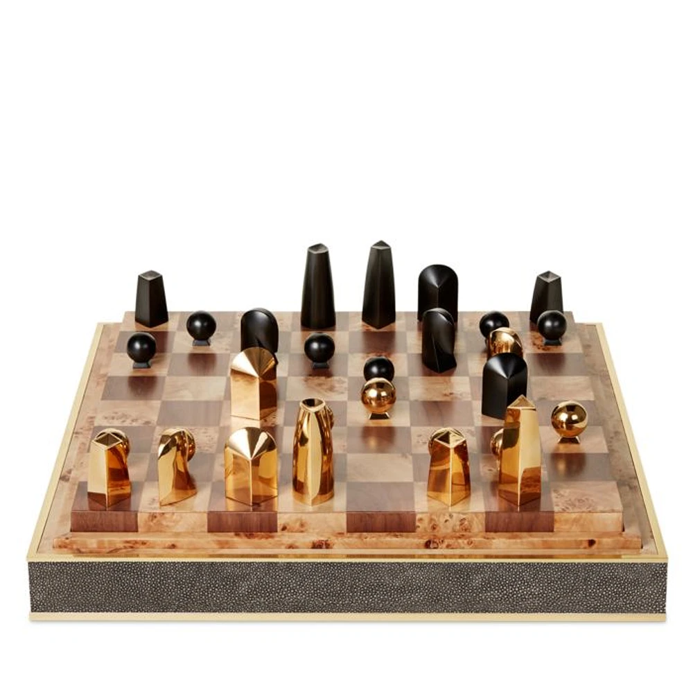 Faux Shagreen Chess Set