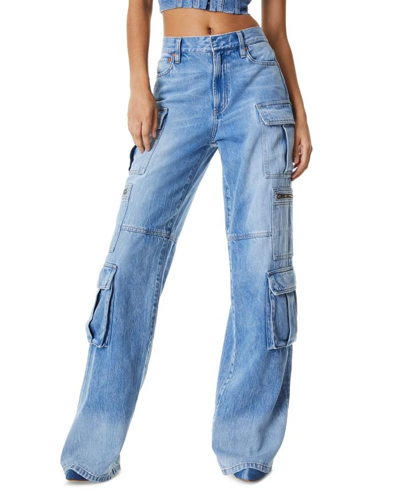 Breslin Denim Corset Top & Cay Baggy Cargo Jeans