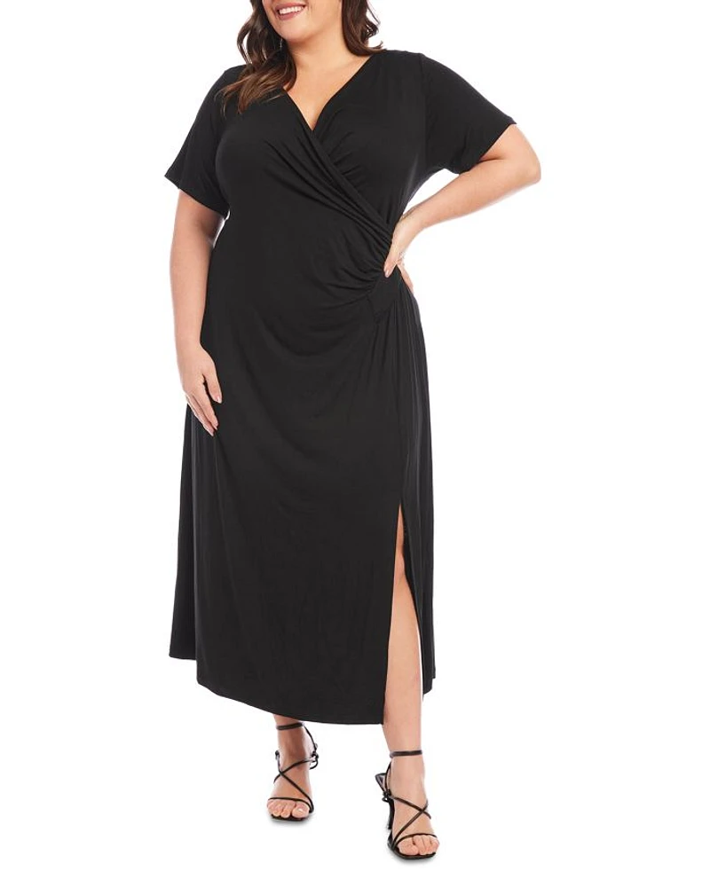 Faux Wrap Midi Dress