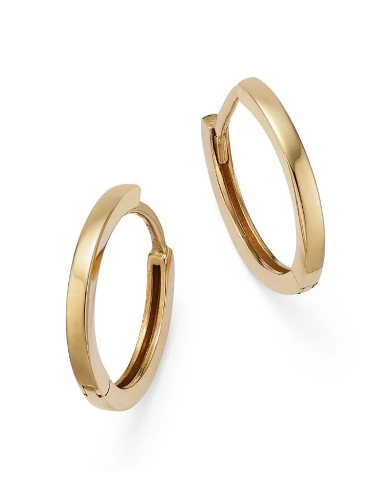 14K Yellow Gold Polished Huggie Hoop Earrings