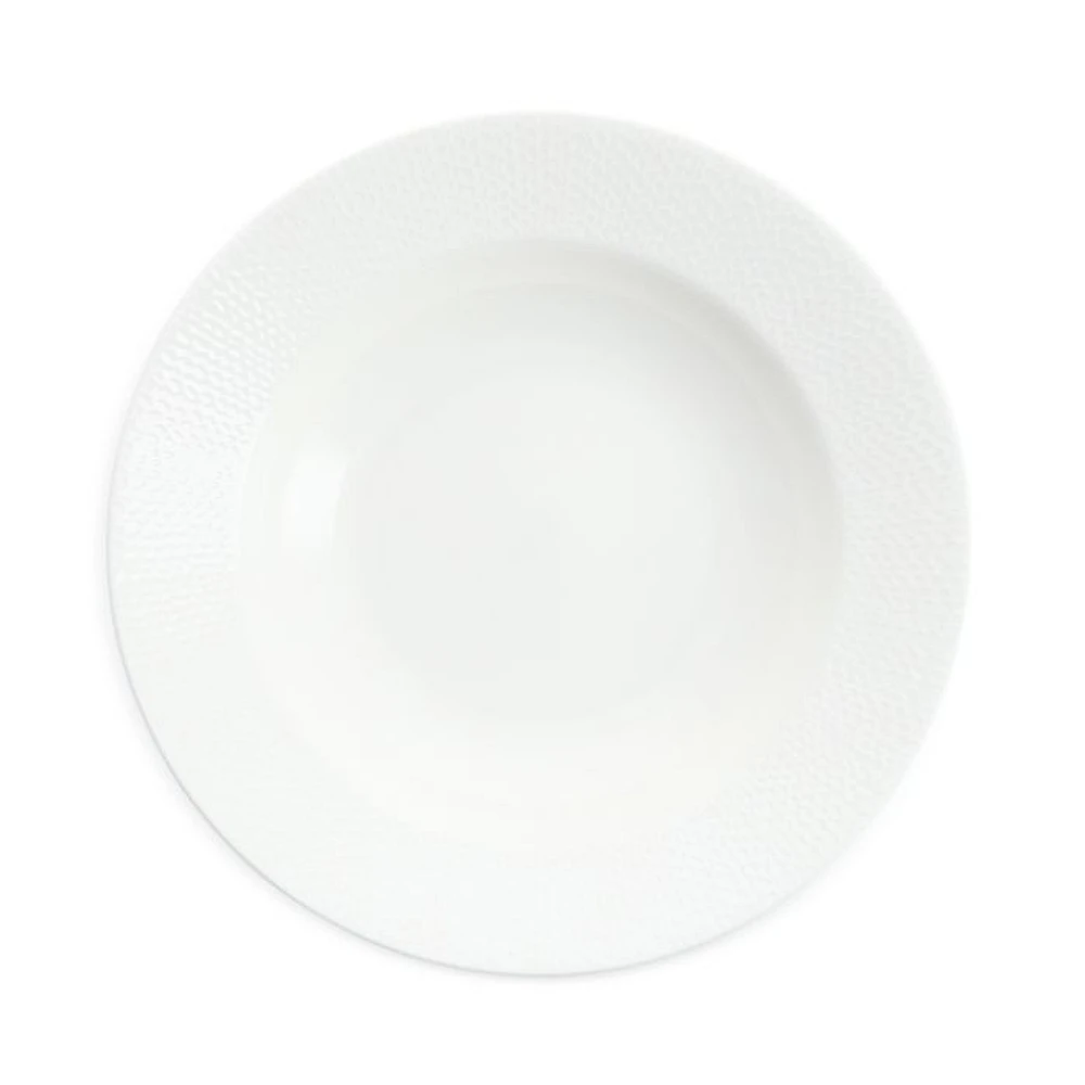 Amanda White Embossed Rim Soup Bowl, Set of 4
