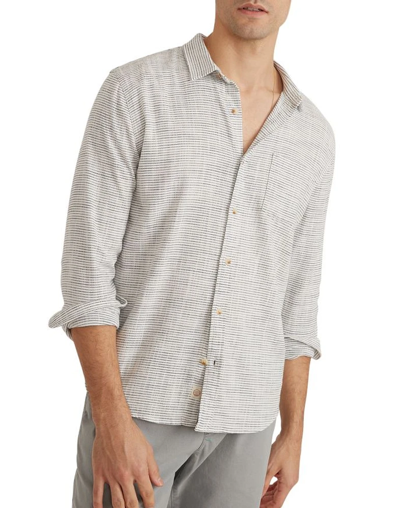 Selvage Striped Long Sleeve Button Front Shirt