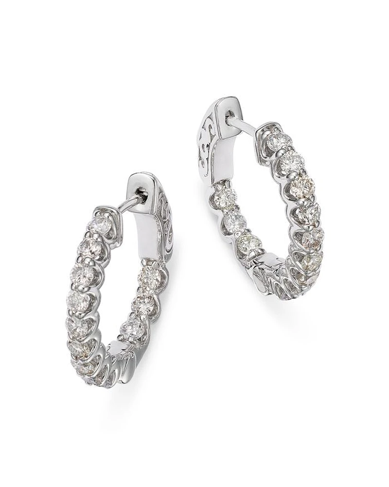 Diamond Inside Out Hoop Earring in 14K White Gold, 1.20 tcw