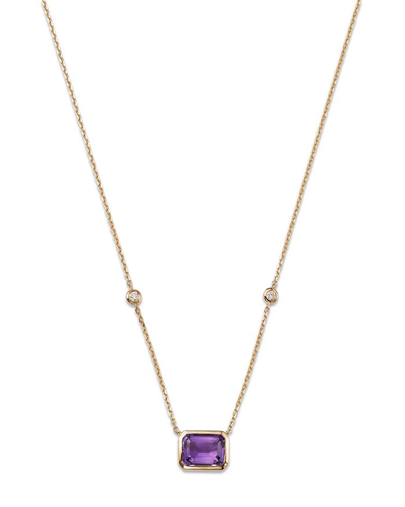 Gemstone & Diamond Pendant Necklace 14K Yellow Gold, 18"