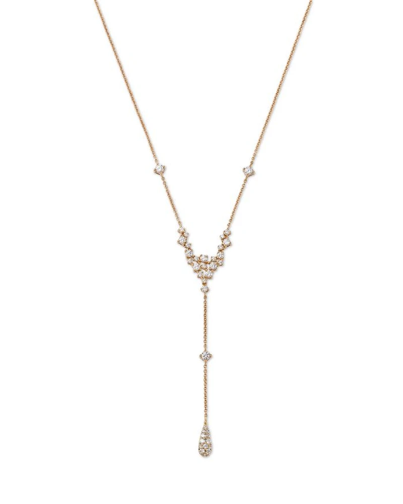 Diamond Scatter Lariat Necklace in 14K Yellow Gold, 1.0 tcw