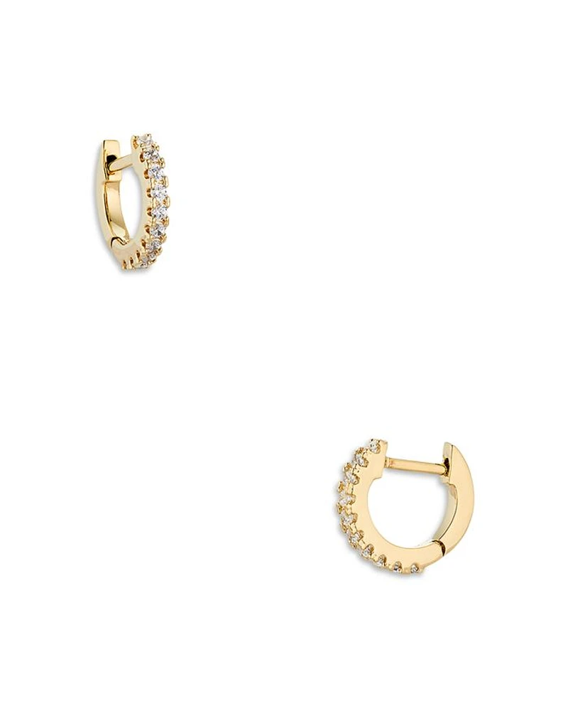 Pavé Huggie Hoop Earrings 18K Gold Plated or Rhodium