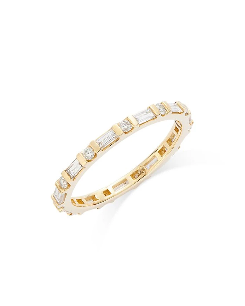 Diamond Baguette & Round Eternity Band in 14K Yellow Gold, 0.70 tcw