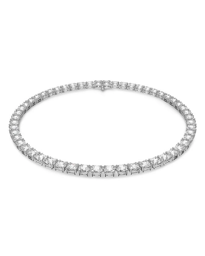 Matrix Square Cut All Around Collar Necklace in Rhodium Plated, 14.87"-16.5"