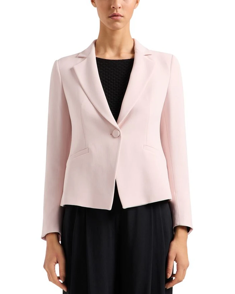 One Button Crepe Blazer
