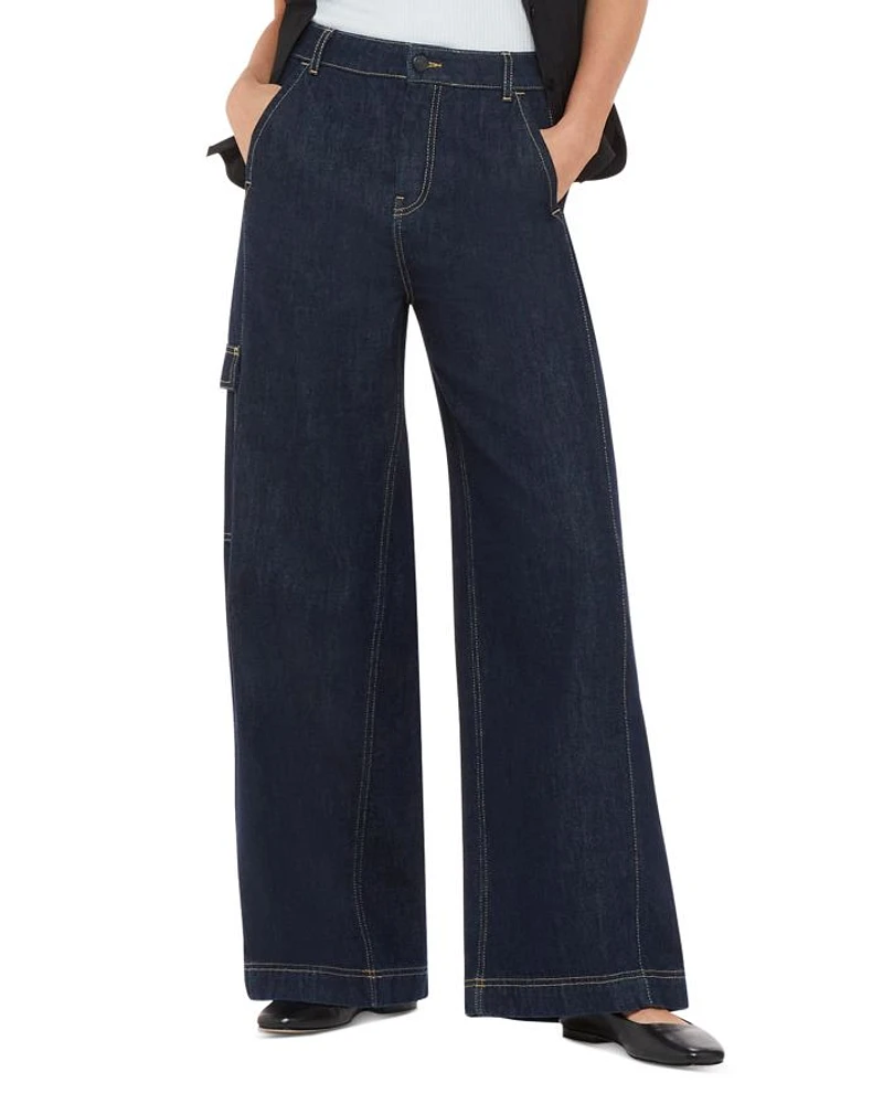Cargo Wide Leg Jeans Dark Denim