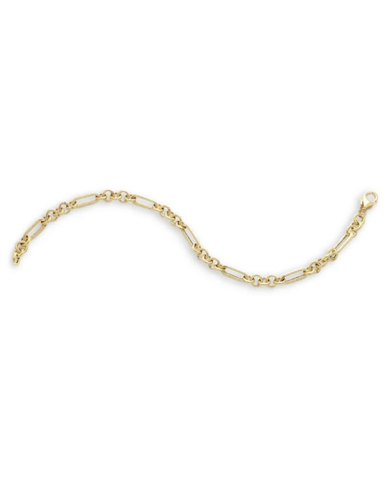 14K Yellow Gold Rolling Rolo Link Chain Bracelet