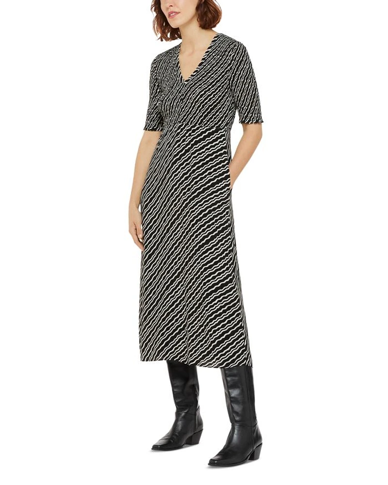 Diagonal Ripple Shirred Dress