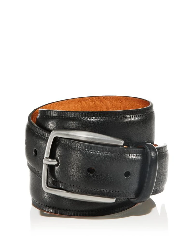 Men's Brushed Nickel Buckle Italian Leather Belt - Exclusive