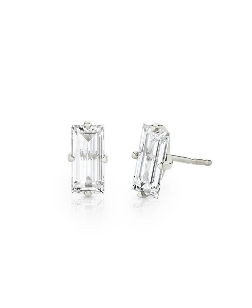 Iconic Lab-Grown Diamond Stud Earrings 14K White Gold, 1.5ctw Baguette Lab Grown Diamonds