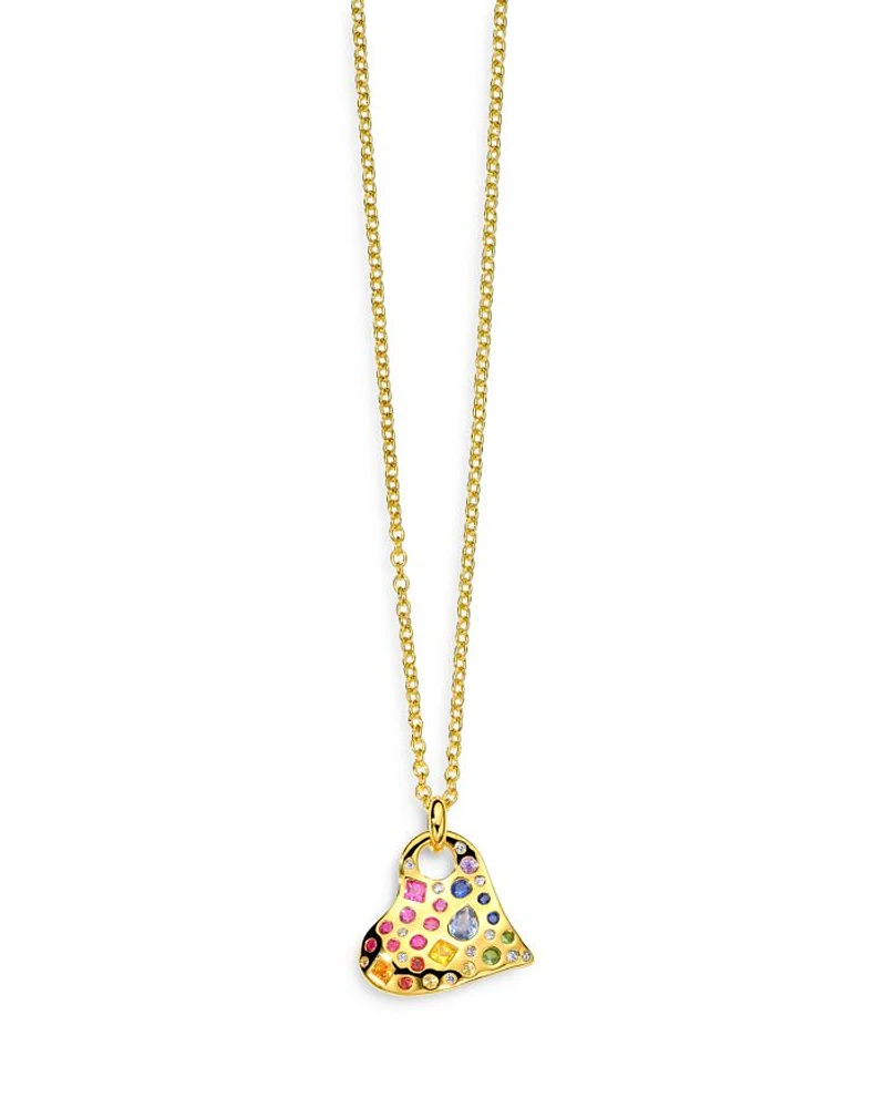 18K Rock Candy® Rainbow Sapphire, Tsavorite & Diamond Heart Pendant Necklace, 18-20" - Exclusive